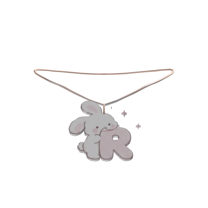 cute r pink bunny initial necklace 3.0