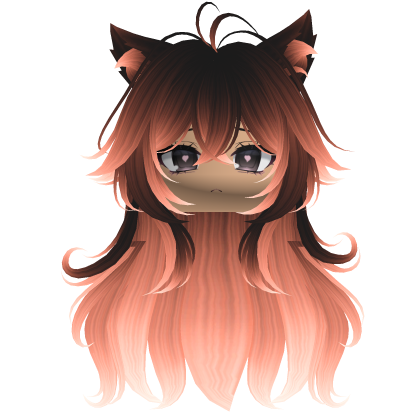 Swirly Fluffy Cat Ears Hair w/ Face (Embers) Roblox item