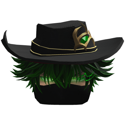 Fluffy Hair with Mask & Hat - Black Green