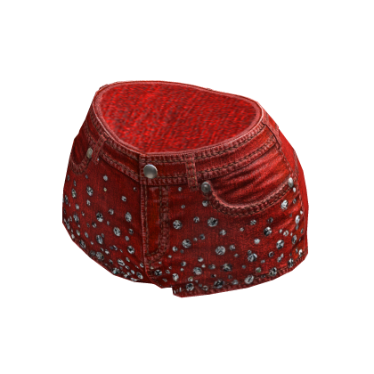 BB Red KPop Denim Gemstone Shorts thumbnail