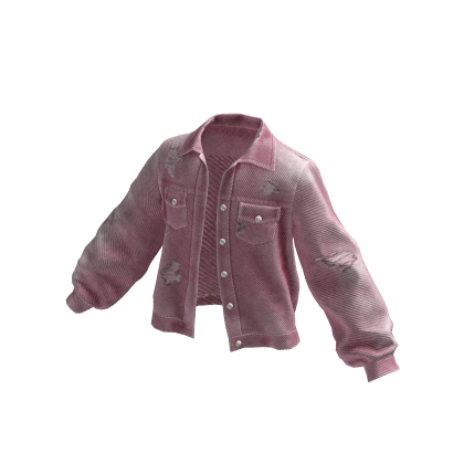 Denim Distressed Jacket (Pink) thumbnail