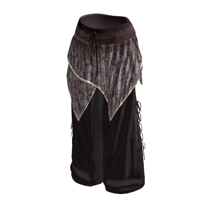 Fairy Grunge Baggy Pants w/ Fringe Skirt (Brown)