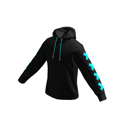 Black & Cyan Stitches Hoodie