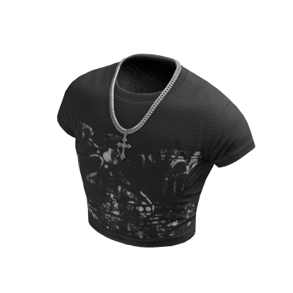 Gray Graphic Y2K Baby Tee