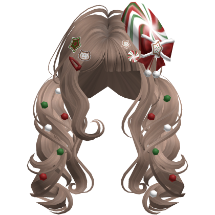 ♡ Christmas Peppermint Pigtails (Brown)