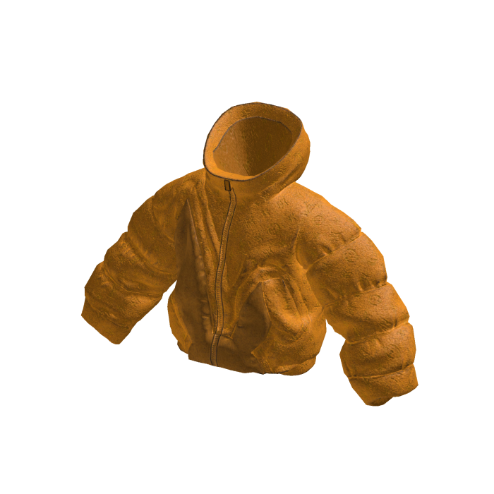 Orange Hooded Puffer Jacket