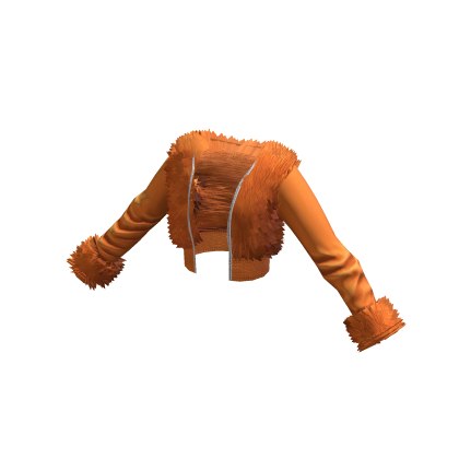 Orange Y2K Gyaru Fluffy Fur Crop Jacket • DD22