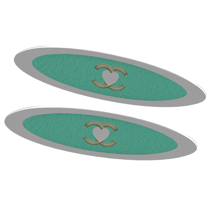  kawaii heart & ChaneI hair clips tiffany white