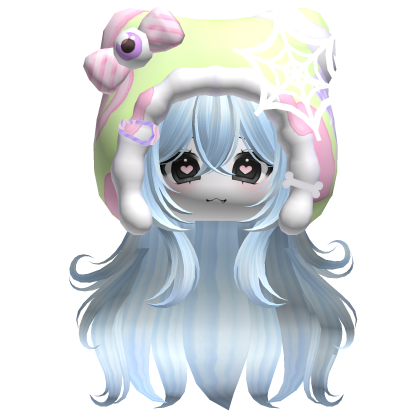 Kawaii Anime Hair w/ Pastel Goth Hood  (Blue)