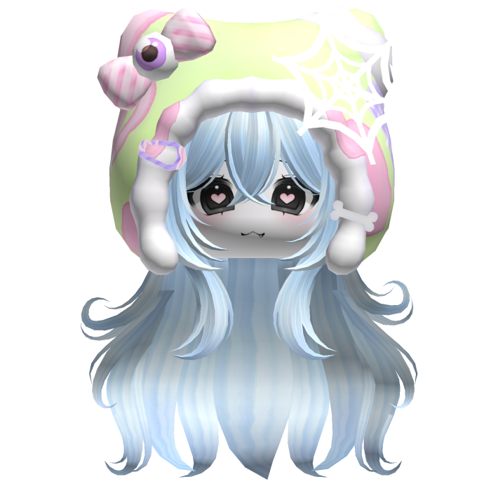 Kawaii Anime Hair w/ Pastel Goth Hood  (Blue)