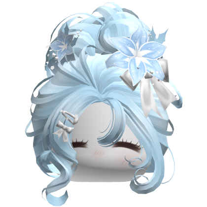 ♡ Christmas Flowery Bun Updo (Pastel Blue)