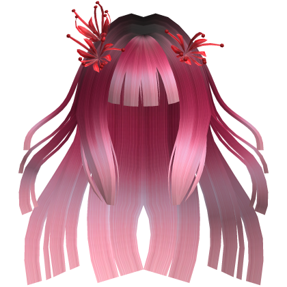 Dark Pink Long Windy Hime Hair w/ Spider Lily
