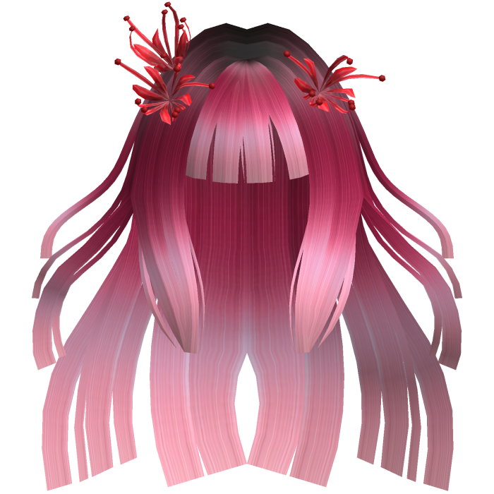 Dark Pink Long Windy Hime Hair w/ Spider Lily