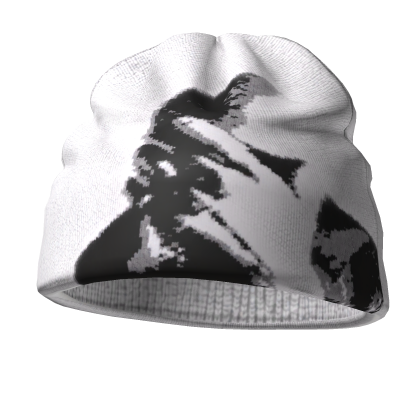 Y2K White Graphic Beanie