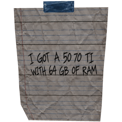 Taped Paper Note - Gaming pc