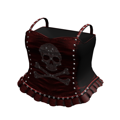 Emo Red Rhinestone Skull Dress