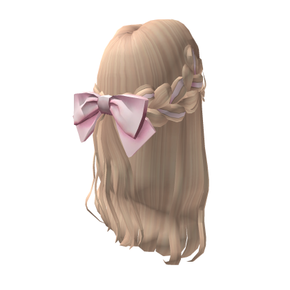 Blonde Hair With Pink Ribbon