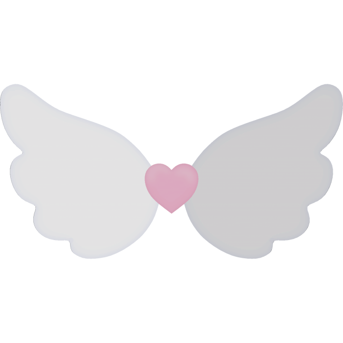cute white heart angel wings