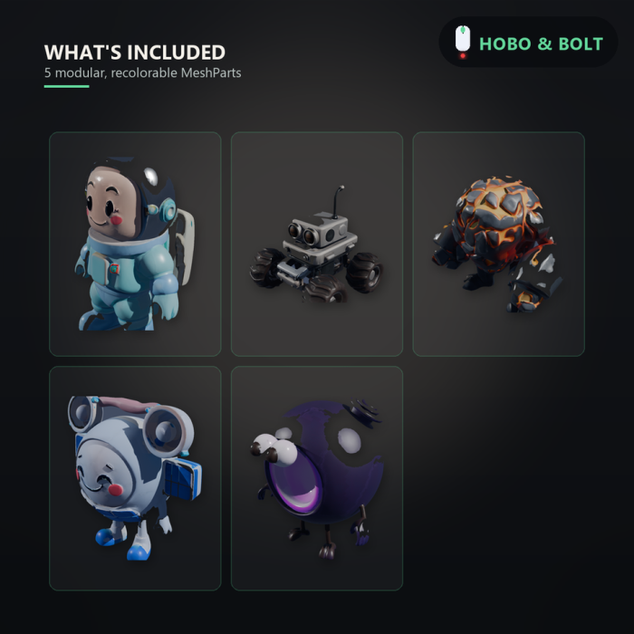 5 Brainrot Space Mascots – Modular Character Kit preview 4