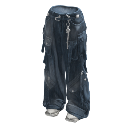 Old Faded Cargo Jeans with Straps and shoes 