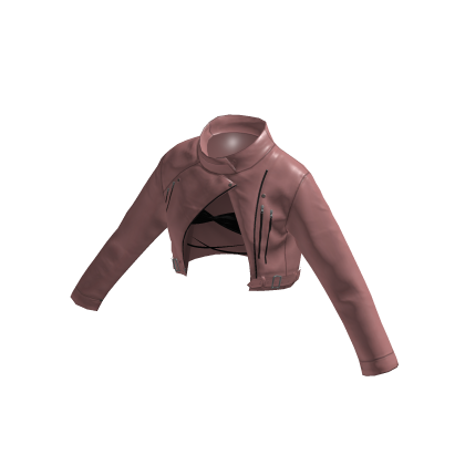 Ladies Pink Crop Leather Biker Jacket with Bra