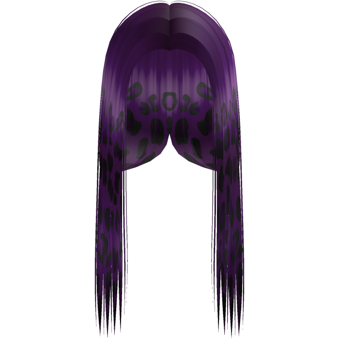Purple Leopard Print Front-Swept Middle Part Hair