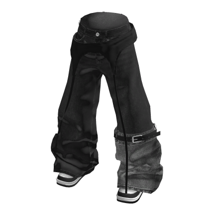 💗Y2K DECONSTRUCTED-DESIGN DENIM PANTS_BLACK thumbnail