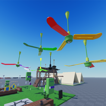 Campamento de vacaciones con ventiladores