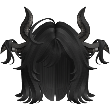 Short messy black hair w/ horns Roblox item