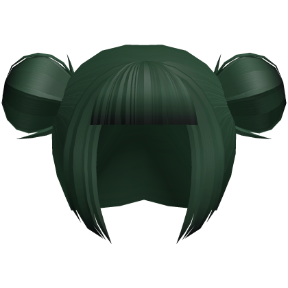 dark green blunt bangs messy buns