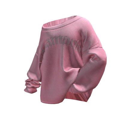 Posed Off-Shoulder Oversized Sweater (Pink) thumbnail