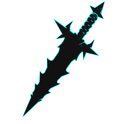 Blue Cartoony Demon Knight Sword