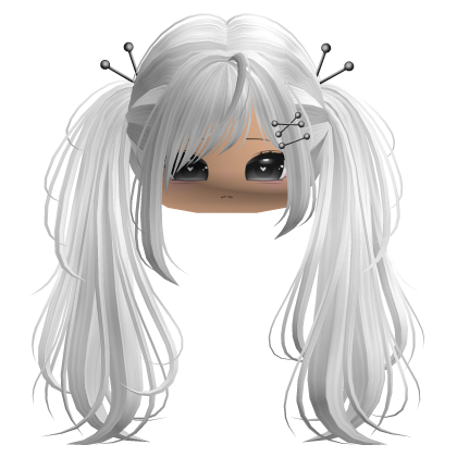 White Y2K Emo Punk Pigtails w/ Pins