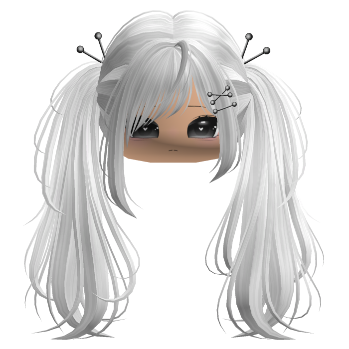 White Y2K Emo Punk Pigtails w/ Pins