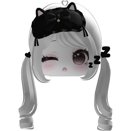 ♡ cute dreamy black sleep mask moe face (white)