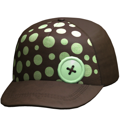 Brown & Mint Polkadot Button Cap