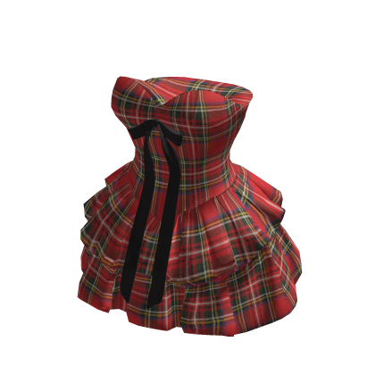 Christmas Red Plaid Ruffle Dress BB thumbnail