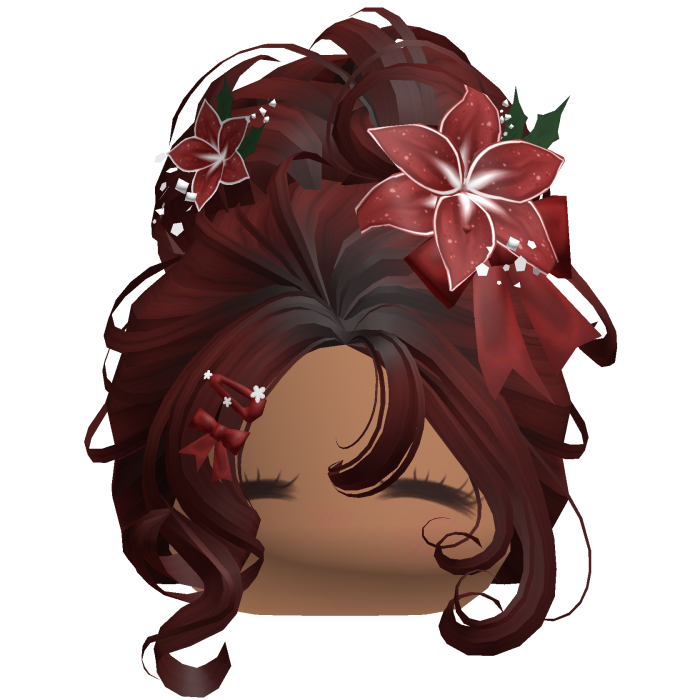 ♡ Christmas Flowery Bun Updo (Red)