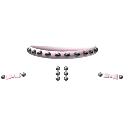 cute emo studded choker with piercings in pink thumbnail