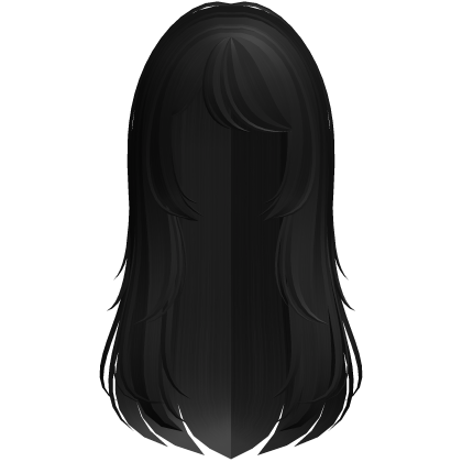 cute long layered wispy doll hair in black Roblox item