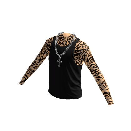 Black Tank Top w/ Silver Cross Chain & Sleeves thumbnail