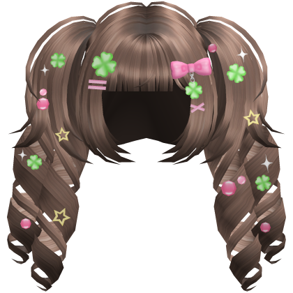 Cute Curly Lucky Clover Pigtails in Brown Roblox item