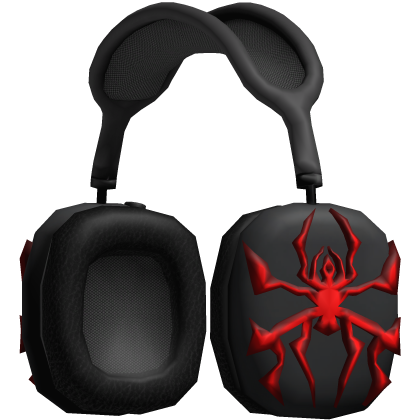 Headphones Black Spider Red Trendy Basic Shiny Y2K Roblox item