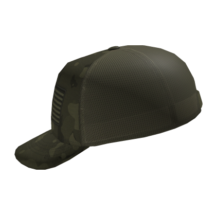 Green Army Camo Backwards Trucker Cap for Hair Roblox item