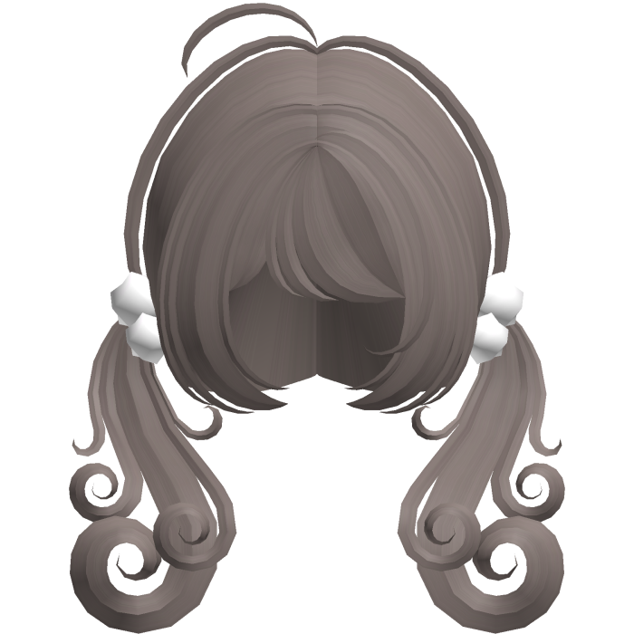 cute swirly curly tiny pigtails ash brown
