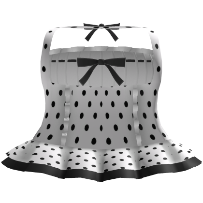 cute white polka dot halter bow doll dress Roblox item