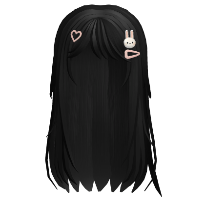 cutecore long hair w/adorable hairclips (black) Roblox item