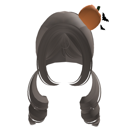 Cute Low Pigtails w/ Pumpkin [GRAY] Roblox item