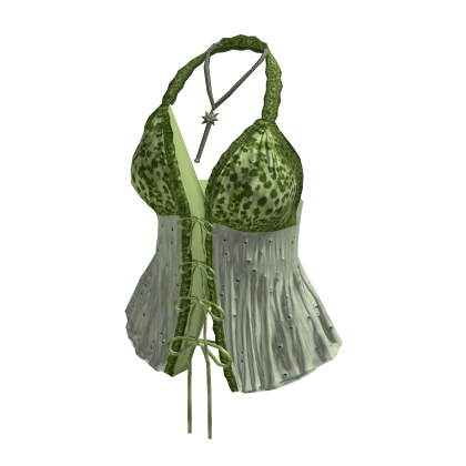 Y2K Coquette Lace Corset Top (Green)