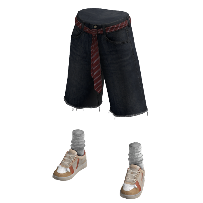 Tie Belt Jorts w/ Tan Sneakers (Navy)